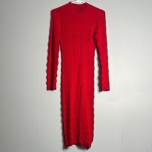 Chic Long Sleeve Red Dress